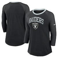 Women's Las Vegas Raiders  Nike Black 3/4 Sleeve Raglan Fashion Top