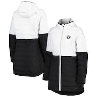 Women's Las Vegas Raiders MSX by Michael Strahan White/Black Willow Quilted Hoodie Full-Zip Jacket