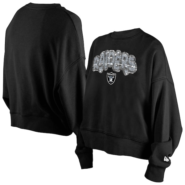 Girl's Las Vegas Raiders New Era Black Flip Sequin Sweatshirt
