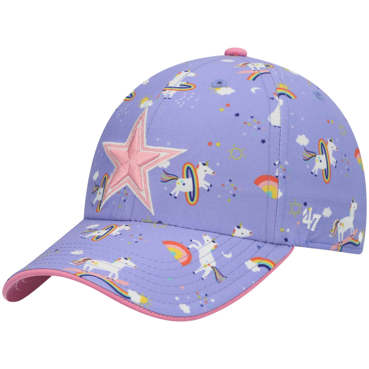 Girls Preschool Dallas Cowboys '47 Purple Unicorn Clean Up Adjustable Hat