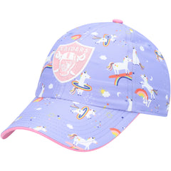 Girls Preschool Las Vegas Raiders '47 Purple Unicorn Clean Up Adjustable Hat