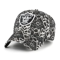 Girls Youth Las Vegas Raiders '47 Black Mural Clean Up Adjustable Hat