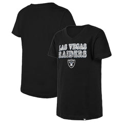 Girls Youth Las Vegas Raiders New Era Black Reverse Sequin V-Neck T-Shirt