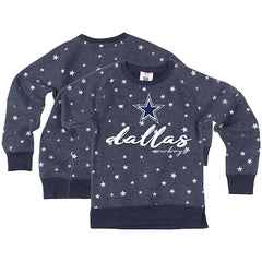 Girls Youth Dallas Cowboys  Wes & Willy Navy Shimmer Star Reverse Fleece Pullover Sweatshirt