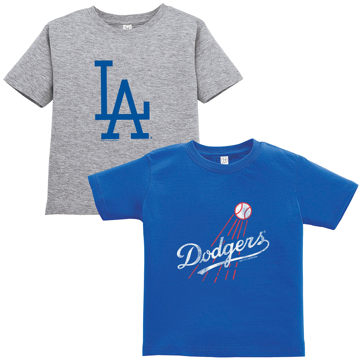 Toddler Los Angeles Dodgers Soft as a Grape Royal/Heather Gray Cooperstown Collection Two-Pack T-Shirt Set