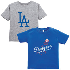 Toddler Los Angeles Dodgers Soft as a Grape Royal/Heather Gray Cooperstown Collection Two-Pack T-Shirt Set