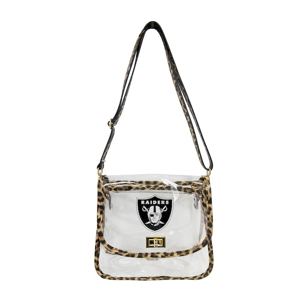 Las Vegas Raiders Logo Brands Leopard Print Trim Clear Purse