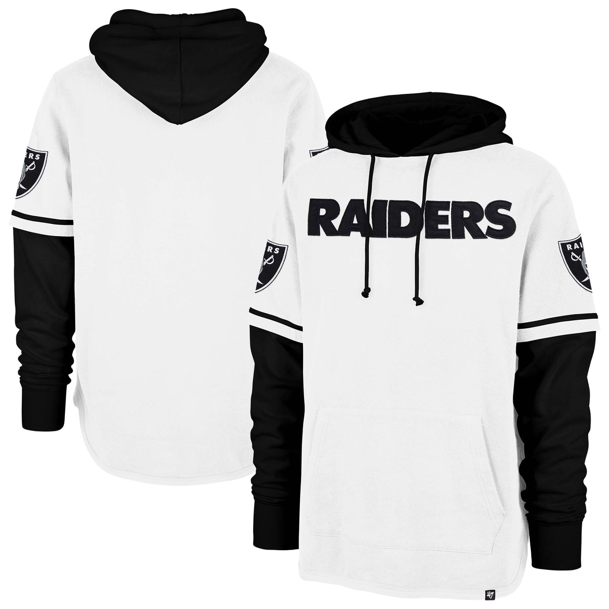 Men's Las Vegas Raiders '47 White Trifecta Shortstop Pullover Hoodie