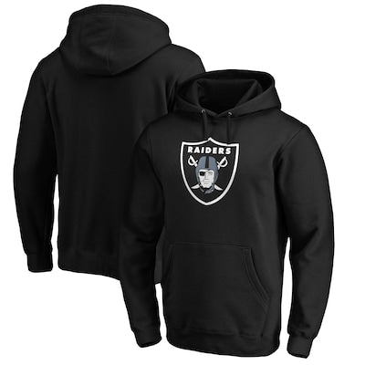 Men's Las Vegas Raiders Black Primary Logo Fitted Pullover Hoodie