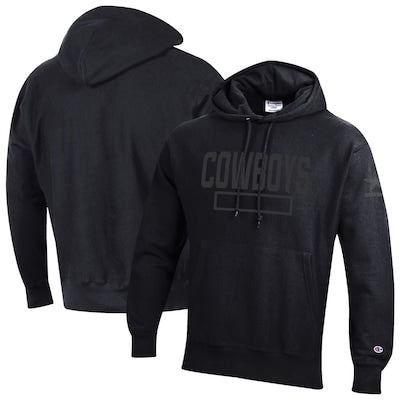 Men's Dallas Cowboys Champion Black Tonal Reverse Weave Fleece Hoodie