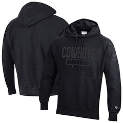 Men's Dallas Cowboys Champion Black Tonal Reverse Weave Fleece Hoodie