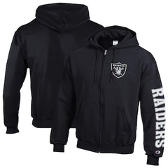 Men's Las Vegas Raiders  Champion Black Powerblend Fleece Full-Zip Hoodie