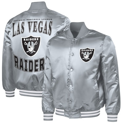 Men's Las Vegas Raiders  G-III Sports by Carl Banks Gray Adaptive Full-Snap Varsity Jacket