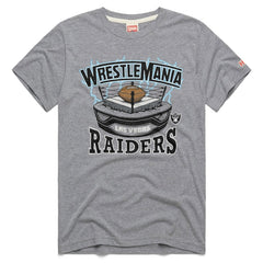 Men's WrestleMania x Las Vegas Raiders Homage Gray Tri-Blend T-Shirt