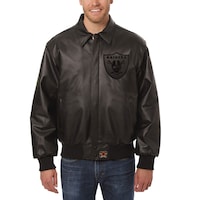 Men's Las Vegas Raiders JH Design Black Tonal Leather Jacket