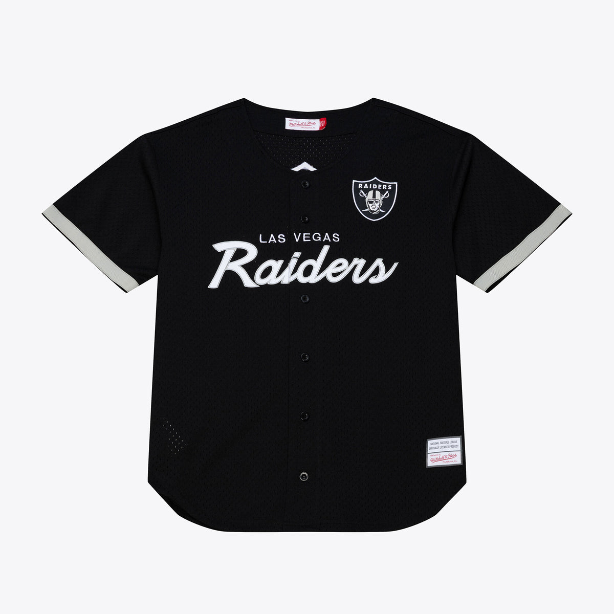 Men's Las Vegas Raiders  Mitchell & Ness Black Head Coach Mesh Full-Button Fashion Jersey