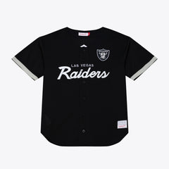 Men's Las Vegas Raiders  Mitchell & Ness Black Head Coach Mesh Full-Button Fashion Jersey