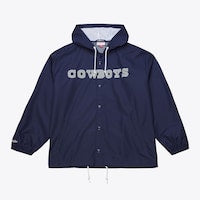 Men's Dallas Cowboys  Mitchell & Ness Navy Full-Snap Hooded Coaches Jacket