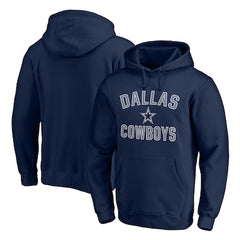 Men's Dallas Cowboys Navy Victory Arch Team Fitted Pullover Hoodie