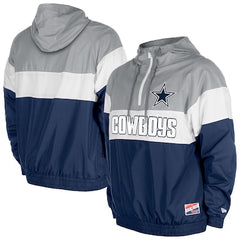 Men's Dallas Cowboys New Era Navy Pullover Quarter-Zip Hoodie Jacket