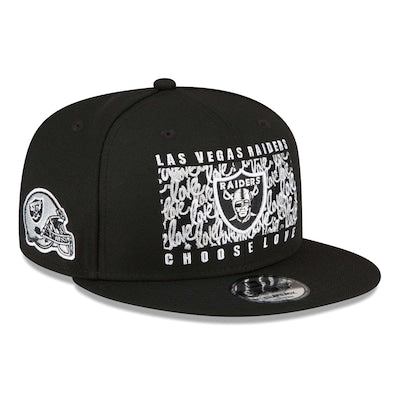 Men's Las Vegas Raiders New Era x Ruben Rojas Black Choose Love Square 9FIFTY Snapback Hat
