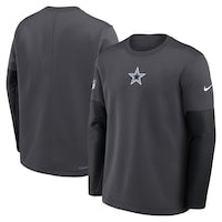 Men's Dallas Cowboys Nike Anthracite Sideline Coach Therma-FIT Long Sleeve T-Shirt