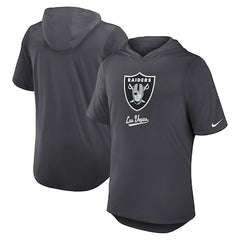 Men's Las Vegas Raiders Nike Anthracite Tri-Blend Performance Hoodie T-Shirt