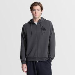 Men's Los Angeles Dodgers Nike Anthracite Authentic Collection Player Raglan Dri-FIT Full-Zip Hoodie