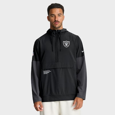 Men's Las Vegas Raiders Nike Black Sideline Anorak Half-Zip Hoodie Jacket