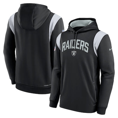 Men's Las Vegas Raiders Nike Black Sideline Athletic Stack Performance Pullover Hoodie