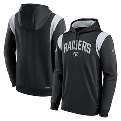 Men's Las Vegas Raiders Nike Black Sideline Athletic Stack Performance Pullover Hoodie