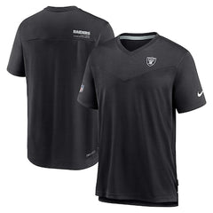 Men's Las Vegas Raiders Nike Black Sideline Coach Chevron Lock Up Logo V-Neck Performance T-Shirt