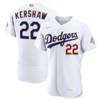 Men's Los Angeles Dodgers Clayton Kershaw Nike White 2026 Gold Collection Authentic Jersey