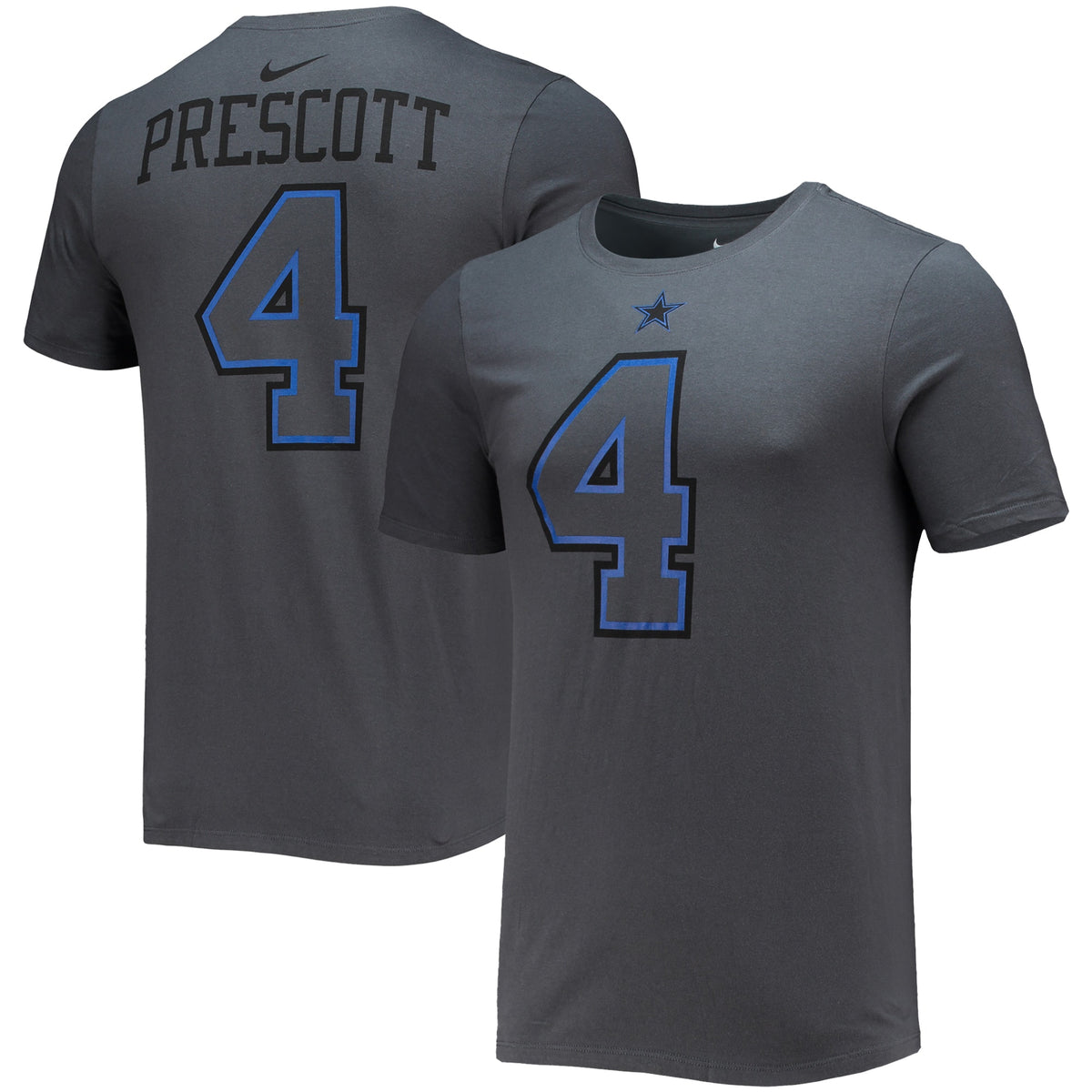 Men's Dallas Cowboys Dak Prescott Nike Charcoal Player Name & Number T-Shirt