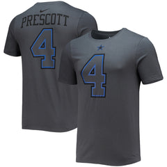 Men's Dallas Cowboys Dak Prescott Nike Charcoal Player Name & Number T-Shirt
