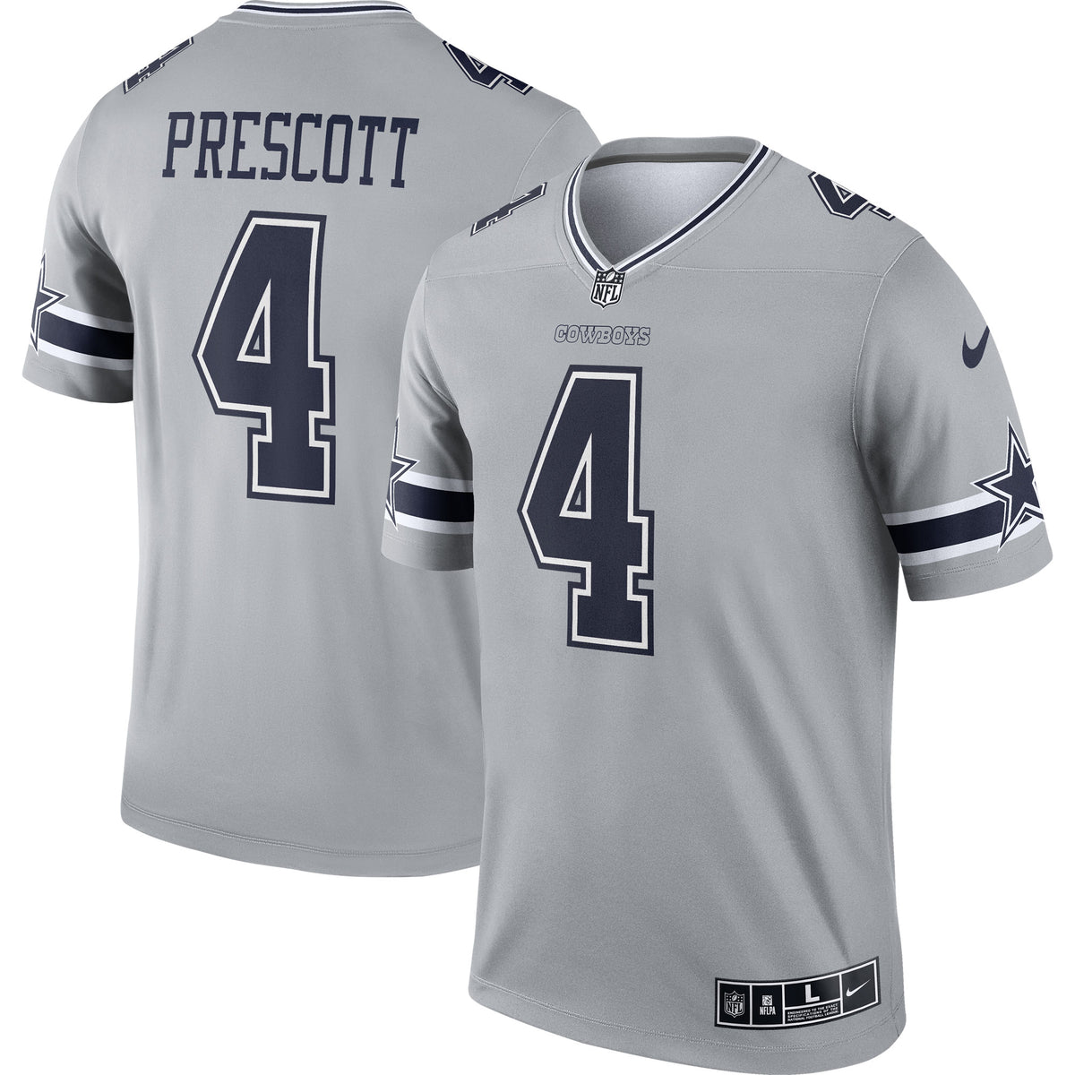 Men's Dallas Cowboys Dak Prescott Nike  Gray Inverted Legend Player Performance Top