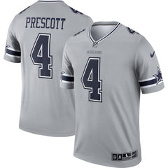 Men's Dallas Cowboys Dak Prescott Nike  Gray Inverted Legend Player Performance Top