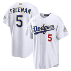 Men's Los Angeles Dodgers Freddie Freeman Nike White 2026 Gold Collection Stadium Jersey