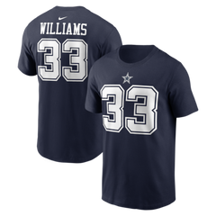 Men's Dallas Cowboys Javonte Williams Nike Navy Name & Number T-Shirt