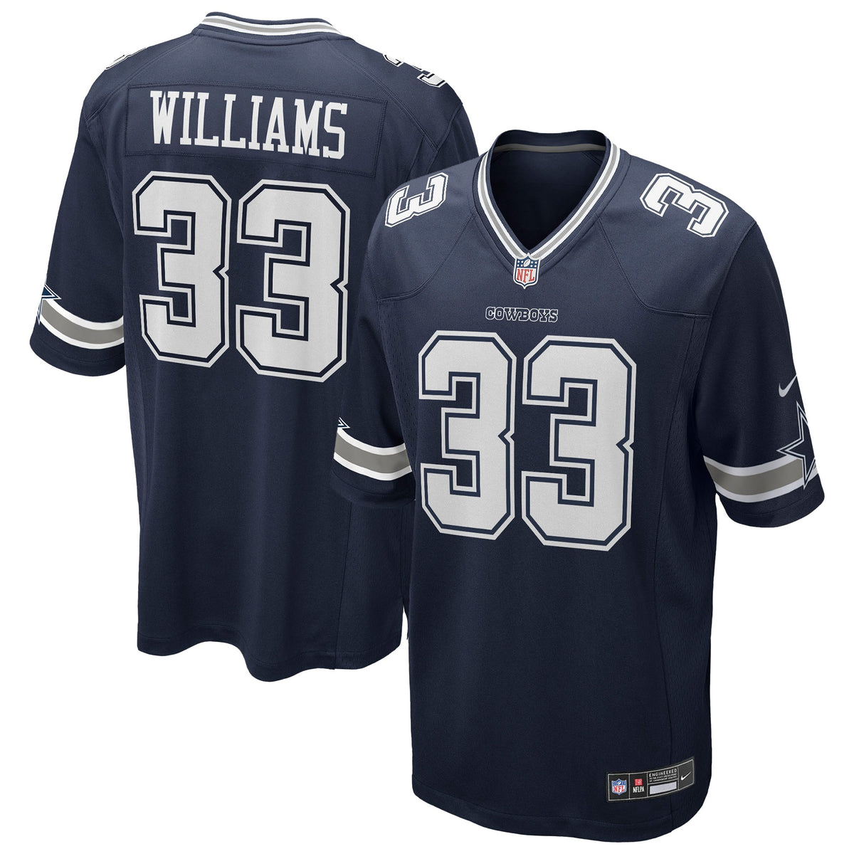 Men's Dallas Cowboys Javonte Williams Nike Navy Team Game Jersey