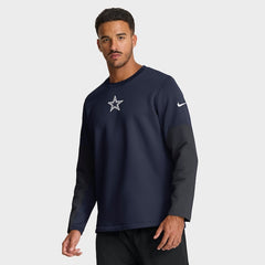 Men's Dallas Cowboys Nike Navy Sideline Coach Therma-FIT Long Sleeve T-Shirt