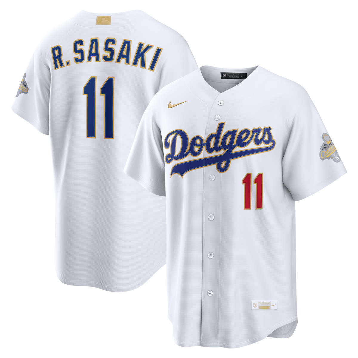 Men's Los Angeles Dodgers Roki Sasaki Nike White 2026 Gold Collection Stadium Jersey