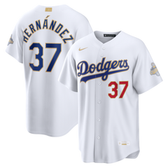 Men's Los Angeles Dodgers Teoscar Hernández Nike White 2026 Gold Collection Stadium Jersey