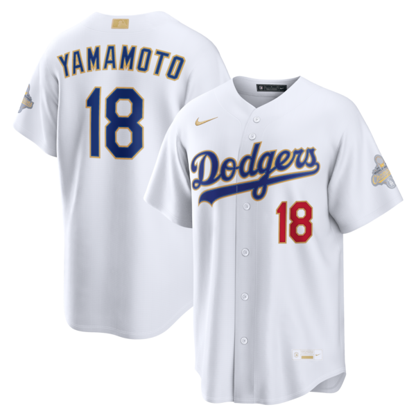Men's Los Angeles Dodgers Yoshinobu Yamamoto Nike White 2026 Gold Collection Stadium Jersey