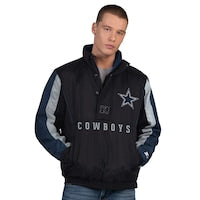 Men's Dallas Cowboys Starter Black Thursday Night Gridiron Vintage Logo Half-Zip Jacket