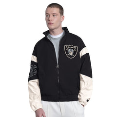 Men's Las Vegas Raiders  Starter Black The Gust Full-Zip Hooded Jacket