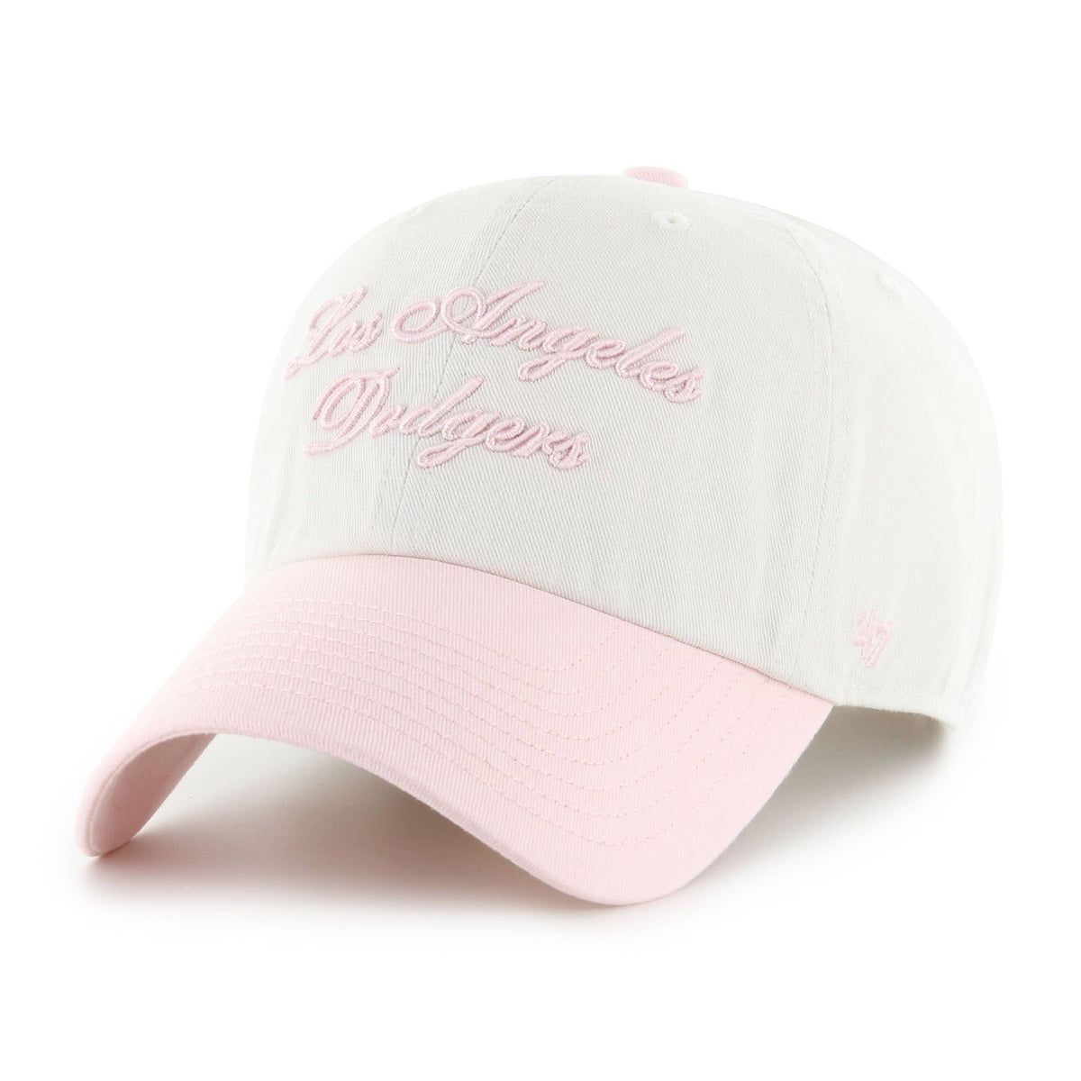 Women's Los Angeles Dodgers '47 White/Pink Gelato Two-Tone Clean Up Adjustable Hat