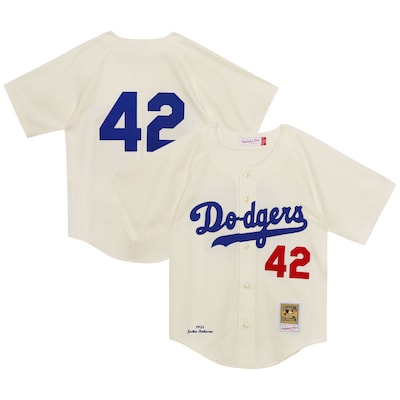 Preschool Brooklyn Dodgers Jackie Robinson Mitchell & Ness Cream 1955 Authentic Jersey
