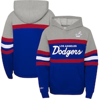 Youth Los Angeles Dodgers Mitchell & Ness Heather Gray/Royal Cooperstown Collection Head Coach Pullover Hoodie