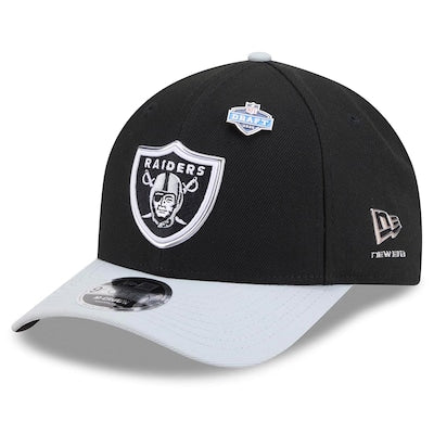 Men's Las Vegas Raiders  New Era Black/Silver 2026 NFL Draft 9FORTY M-Crown Adjustable Hat